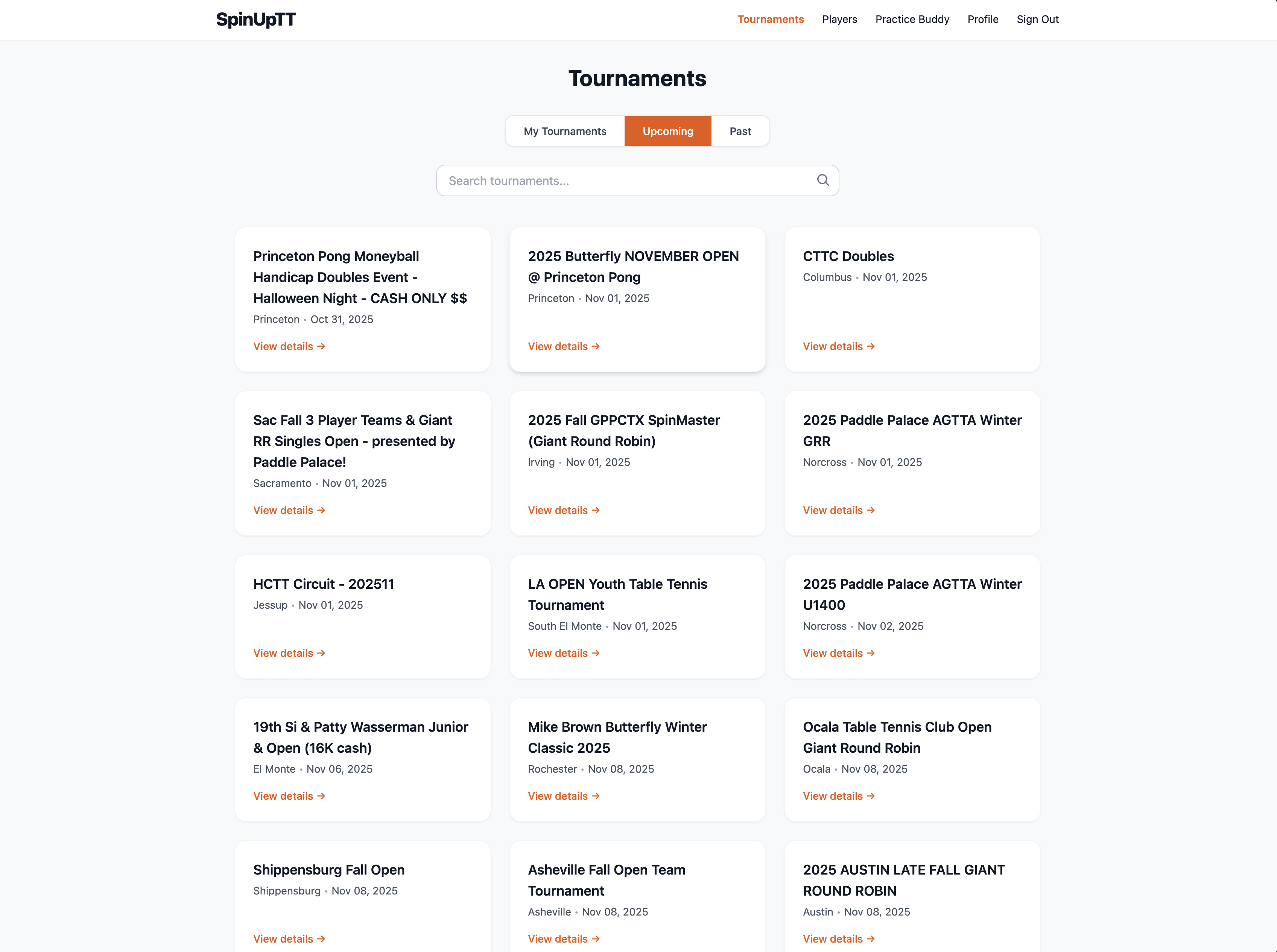 SpinUpTT tournament browser
